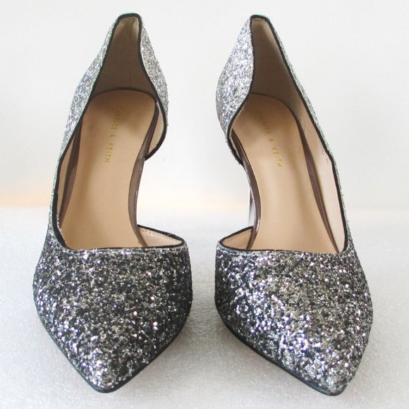 CHARLES & KEITH SILVER GLITTER PUMPS - Picture 2 of 16